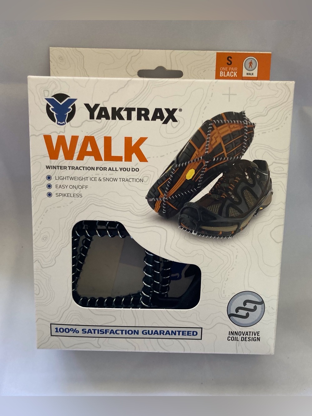 YAKTRAX New in Box Unisex Walk Winter Traction Cleats Black Size Sm. Spikeless